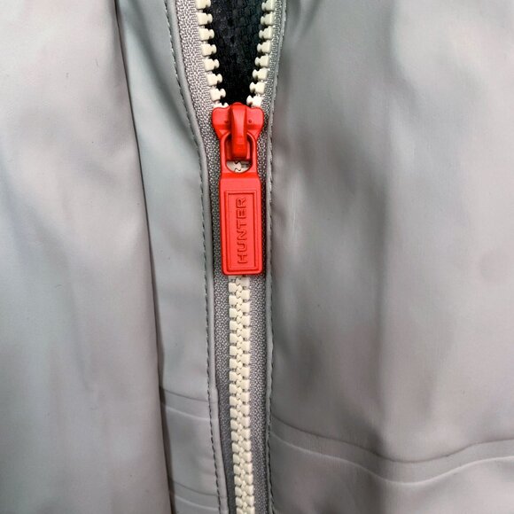 HUNTER Abbey Short Rubberized Rain Jacket w/ Hood XL Silver Grey NWT - Picture 8 of 17